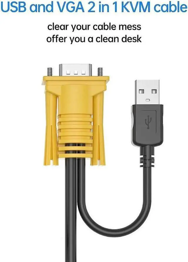 Alt view image 6 of 6 - VGA KVM Cable 5ft, USB VGA 2in1 KVM Cable for VGA KVM Switch (2pack, 1.5m)