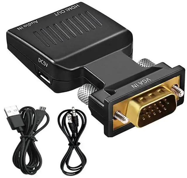 Alt view image 4 of 7 - VGA to HDMI Adapter 1080p VGA Male to HDMI Female Video Audio Converter with USB Cable and 35mm Audio Cable for PC Monitor Projector TV