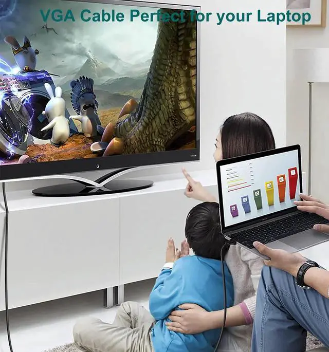 Alt view image 3 of 7 - VGA Cable 2-Pack, 3FT VGA Monitor Cable Male to Male Cord 1080P Full HD High Resolution for Monitor TV Computer Projector-Blue