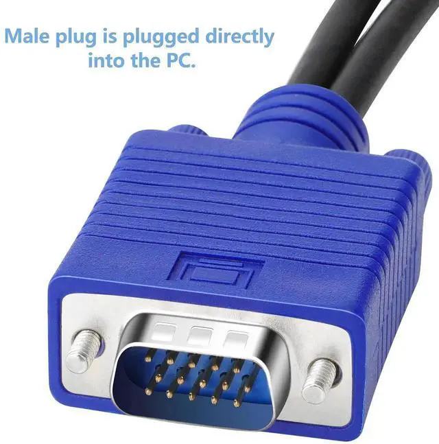 Alt view image 7 of 7 - Dual VGA Splitter Monitor Cable 1 Male to 2 Female Adapter Converter VGA Video Y Cable Cord for Screen Duplication