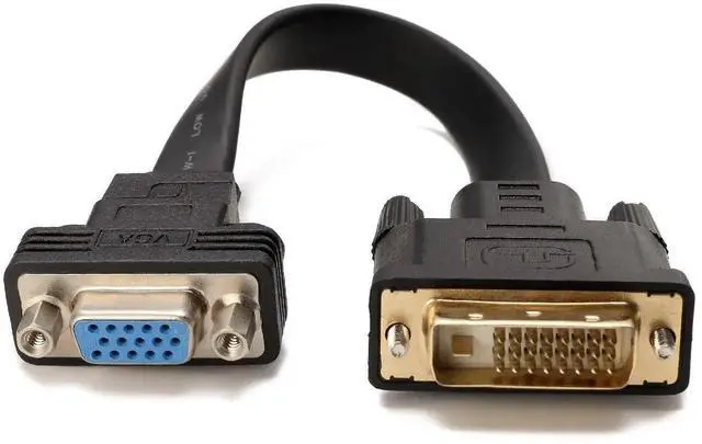 Main image of Active DVI-D Dual Link 24+1 Male to VGA Female Video with Flat Cable Adapter Converter Black