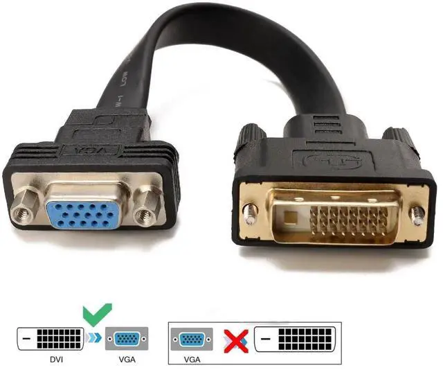 Alt view image 6 of 7 - Active DVI-D Dual Link 24+1 Male to VGA Female Video with Flat Cable Adapter Converter Black
