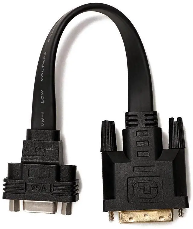 Alt view image 4 of 7 - Active DVI-D Dual Link 24+1 Male to VGA Female Video with Flat Cable Adapter Converter Black