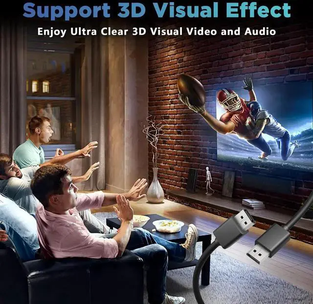 Alt view image 3 of 7 - 4K DisplayPort Cable, 6 FT DP to DP Cable 1.2, High Speed 4K@60Hz 2K@165Hz @144Hz 1080p for PC TV Laptop Gaming Monitor