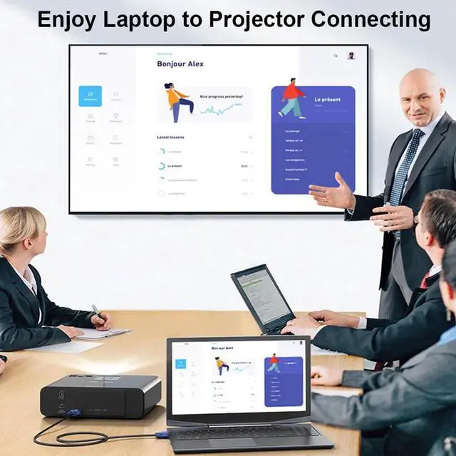 Alt view image 5 of 7 - VGA Cable 6 Feet, Gold-Plated Shielded VGA Male to Male Monitor Computer Cable Adapter Cord 15 Pin HD15 1080P@60Hz Full HD High Resolution for TV Computer Projector-Blue-Upgraded