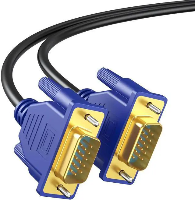 Main image of VGA Cable 6 Feet, Gold-Plated Shielded VGA Male to Male Monitor Computer Cable Adapter Cord 15 Pin HD15 1080P@60Hz Full HD High Resolution for TV Computer Projector-Blue-Upgraded
