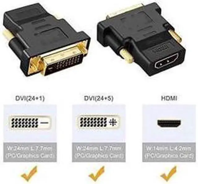 Alt view image 5 of 7 - DVI to HDMI Adapter 2-Pack Bi-Directional DVI Male to HDMI Female Converter Support 1080P 3D for PS3 PS4 TV Box Blu-ray Projector HDTV(DVI to HDMI)