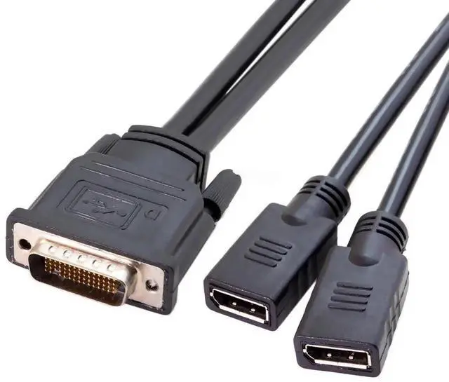 Alt view image 2 of 7 - DMS-59Pin Male to Dual DP Displayport Female Splitter Extension Cable for PC Graphics Card