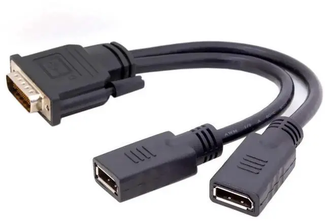 Alt view image 5 of 7 - DMS-59Pin Male to Dual DP Displayport Female Splitter Extension Cable for PC Graphics Card