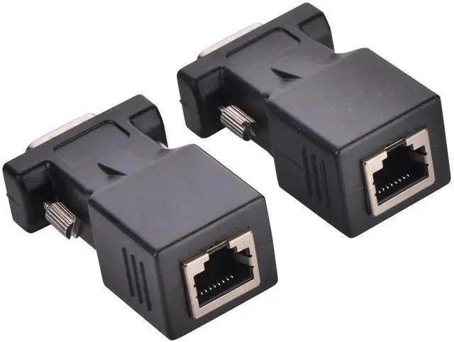 Alt view image 2 of 3 - VGA Extender Adapter, 2 Pack VGA15 Pin Male to RJ45 Adapter Extender Over Cat5 Cat6 Ethnernet Cable (65ft/20m)