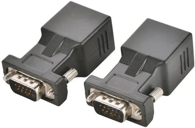 Alt view image 3 of 3 - VGA Extender Adapter, 2 Pack VGA15 Pin Male to RJ45 Adapter Extender Over Cat5 Cat6 Ethnernet Cable (65ft/20m)
