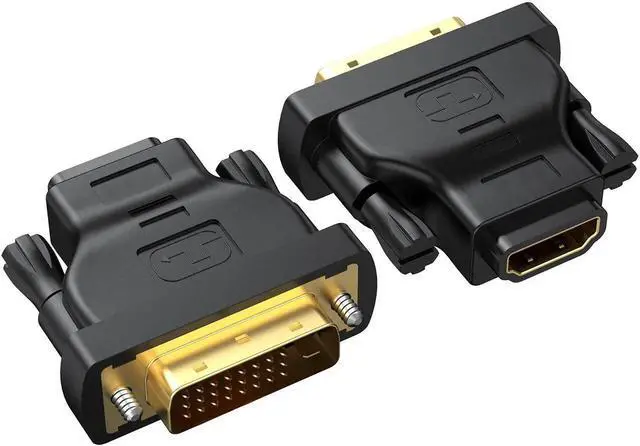 Main image of DVI to HDMI Adapter 2-Pack, Bidirectional Female HDMI to DVI-D(24+1) Male Adapter with Gold-Plated for Computer, Monitor, Projector, TV, PS3/4/5 Nintendo Switch and More
