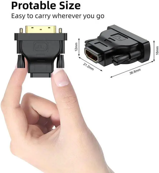 Alt view image 6 of 7 - DVI to HDMI Adapter 2-Pack, Bidirectional Female HDMI to DVI-D(24+1) Male Adapter with Gold-Plated for Computer, Monitor, Projector, TV, PS3/4/5 Nintendo Switch and More