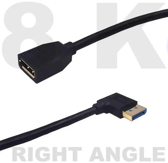 Alt view image 5 of 5 - 2ft 32.4Gbps 8K@60Hz DisplayPort Extension Cable, Right Angle Male to Female DP 1.4 Extender Adapter Ultra HD Cable for HDTV Laptop Monitor Projector PS4 PS5, Support 4K@144Hz 2K@165Hz