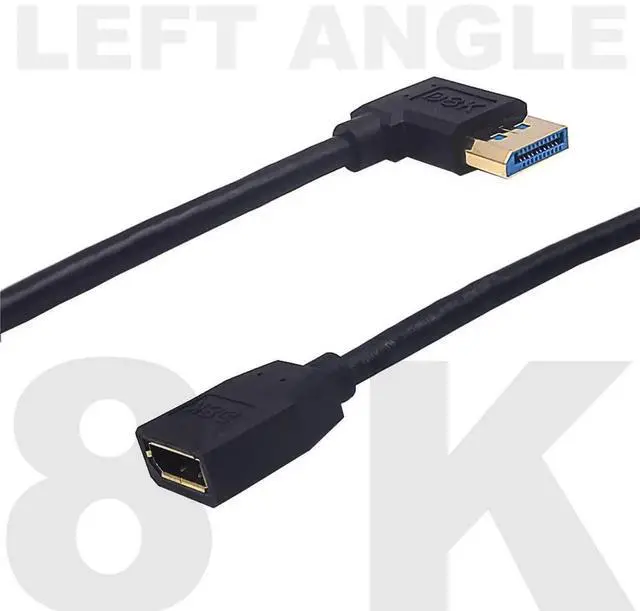 Alt view image 3 of 5 - 2ft 32.4Gbps 8K@60Hz DisplayPort Extension Cable, Left Angle Male to Female DP 1.4 Extender Adapter Ultra HD Cable for HDTV Laptop Monitor Projector PS4 PS5, Support 4K@144Hz 2K@165Hz