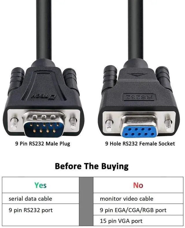 Alt view image 4 of 6 - 15ft COM Port Serial Cable Male to Female RS232 Extension 9 Pin Straight Through Cord