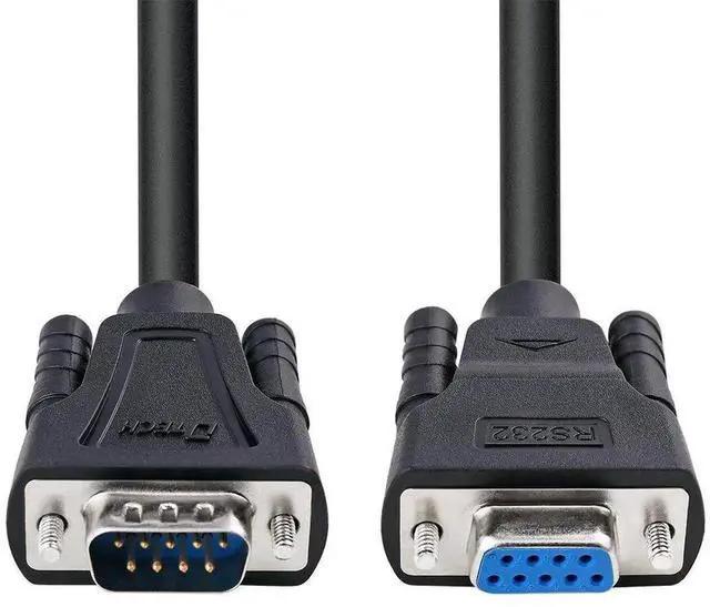 Main image of 15ft COM Port Serial Cable Male to Female RS232 Extension 9 Pin Straight Through Cord