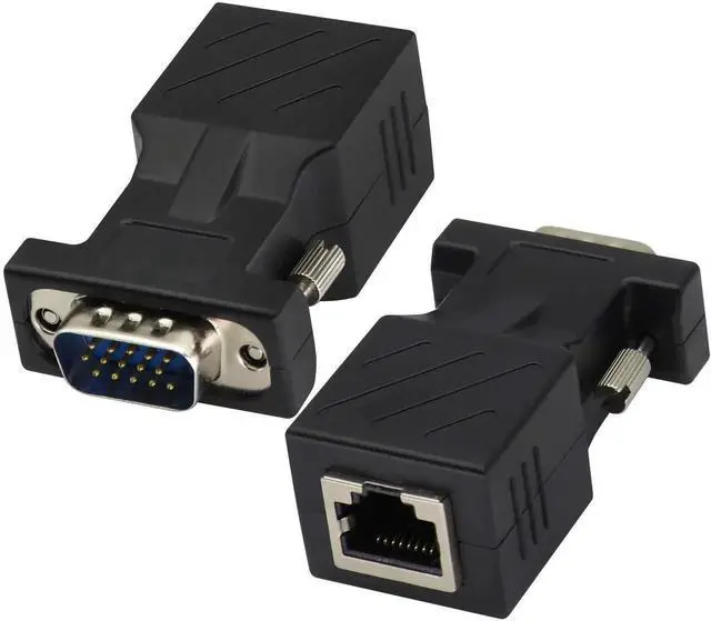 Main image of VGA to RJ45 Adapter,RJ45 Female to VGA 15-Pin Male Port Cat5 Cat6 Cat7 Ethernet Support 720P, 1080I, 1080P Video Transmission for Multimedia Video (2Pack-Male)