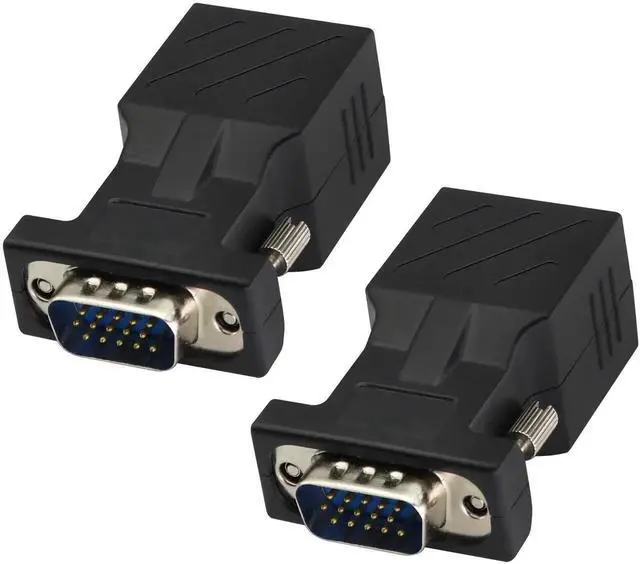 Alt view image 2 of 7 - VGA to RJ45 Adapter,RJ45 Female to VGA 15-Pin Male Port Cat5 Cat6 Cat7 Ethernet Support 720P, 1080I, 1080P Video Transmission for Multimedia Video (2Pack-Male)