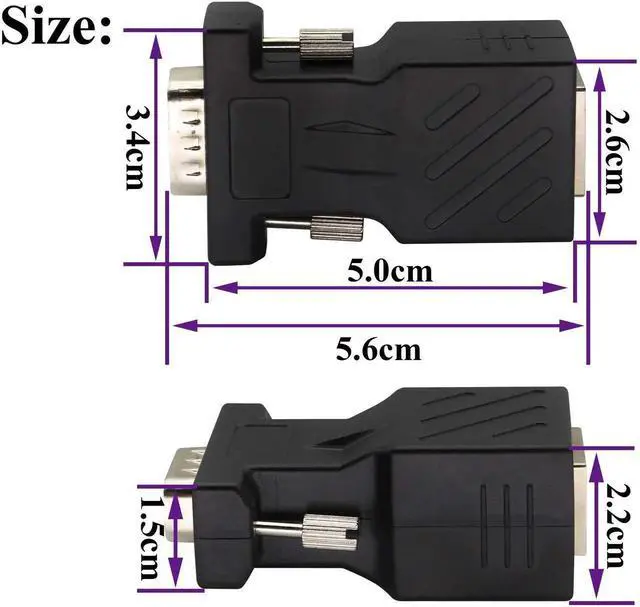 Alt view image 6 of 7 - VGA to RJ45 Adapter,RJ45 Female to VGA 15-Pin Male Port Cat5 Cat6 Cat7 Ethernet Support 720P, 1080I, 1080P Video Transmission for Multimedia Video (2Pack-Male)