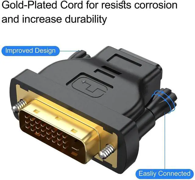 Alt view image 7 of 7 - DVI to HDMI Adapter 10-Pack, Bidirectional Female HDMI to DVI-D(24+1) Male Adapter with Gold-Plated for Computer, Monitor, Projector, TV, PS3/4/5 Nintendo Switch and More
