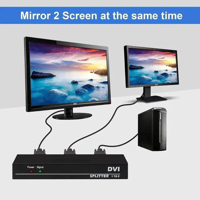 Alt view image 4 of 7 - DVI Splitter 1 in 2 Out 2 Port Distribution Duplicator Supports Resolution up to 4K2K Automatically Copy EDID