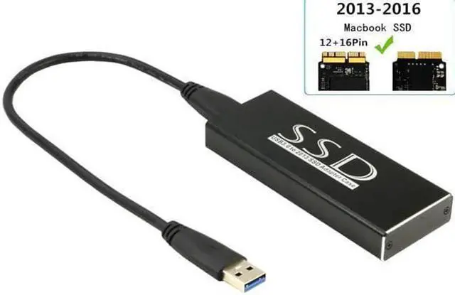 Main image of USB 3.0 SSD Enclosure for 2013 2014 2015 Apple MacBook Air Pro Retina SSD Adapter with Cable, USB External Reader for (2013-2017 Year) A1465 A1466 A1398 A1502 SSD (12+16 pin)