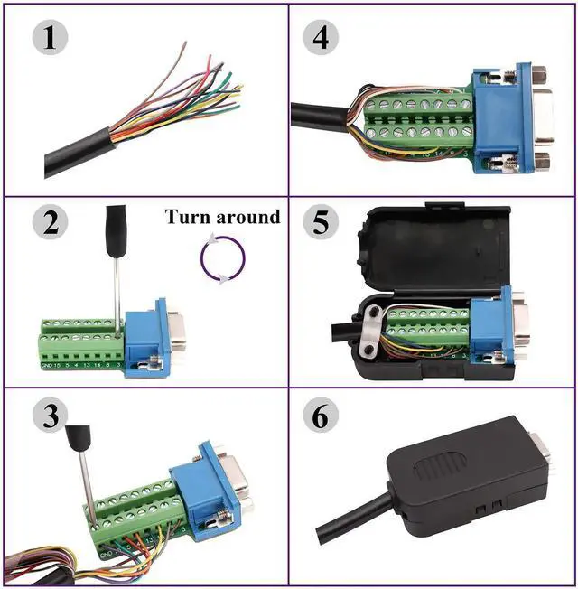 Alt view image 5 of 7 - VGA Screw Terminal Block Adapter D-SUB 15 Pin 3 Row DB15 VGA Female to 16 Pin/Way Female Serial Terminal Breakout Board Connector Signal Module with case (2Pcak/Female)