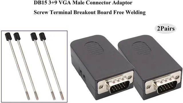 Alt view image 4 of 7 - VGA Screw Terminal Block Adapter D-SUB 15 Pin 3 Row DB15 VGA Male to 16 Pin/Way Female Serial Terminal Breakout Board Connector Signal Module with case (2Pcak/Male)