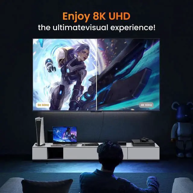 Alt view image 4 of 7 - 8K HDMI 2.1 Switch 4 in 1 Out, 4K@120Hz HDMI Switcher Selector 4 Port with IR Remote Support 8K@60Hz, Auto Switch, HDCP 2.3, HDR 10+, VRR, CEC for Xbox, PS5, Fire Stick, Projector