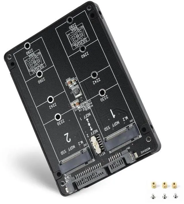 Main image of M.2 SATA NGFF to SATA Adapter (Not Support NVME/ M.2 PCIE) 6Gbps Dual NGFF MSATA B Key/ B&M Key SSD to 2.5" III Converter Adapter Max 4TB Support 2230 2242 2260 2280 SSDs