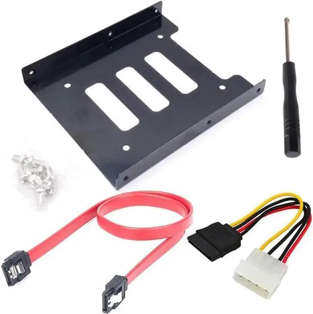 Main image of 2.5 to 3.5 Inch Hard Disk Metal Bracket Adapter HDD Holder with IDE 4P Male to SATA 15 Pin Cable SATA 3.0 Cable for Desktop PCSSD Server (Red)