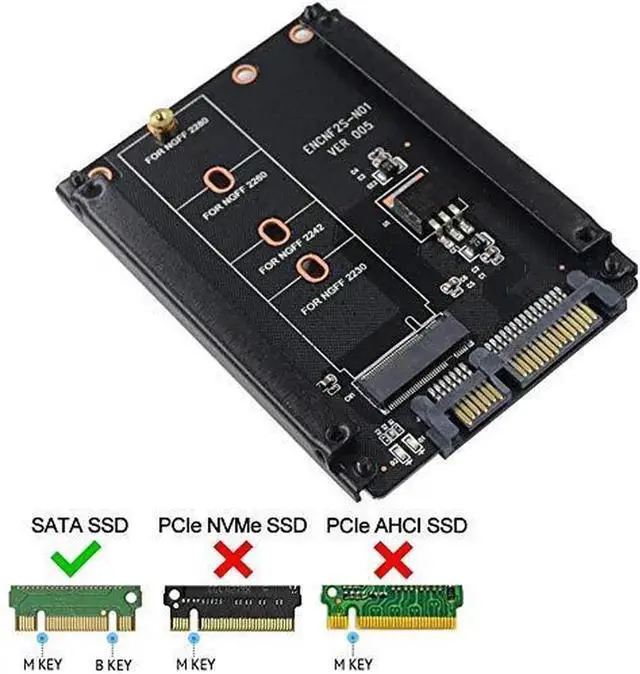 Main image of M.2 NGFF SSD to 2.5" sata III ssd Drives, Connector Converter Expansion Card for SATA III, Supports M.2 NGFF SATA 2280, 2260, 2242, 2230