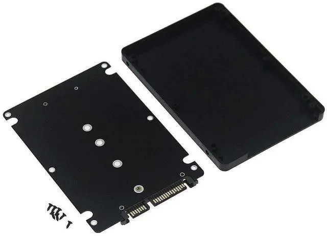 Alt view image 3 of 5 - B+M Key Socket 2 M.2 NGFF (SATA) SSD to 2.5" SATA Adapter Card with Case Fast-Black