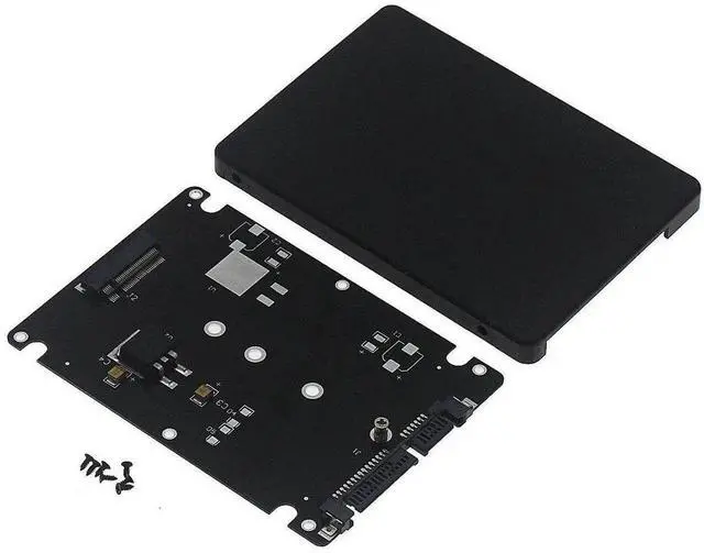 Alt view image 2 of 5 - B+M Key Socket 2 M.2 NGFF (SATA) SSD to 2.5" SATA Adapter Card with Case Fast-Black
