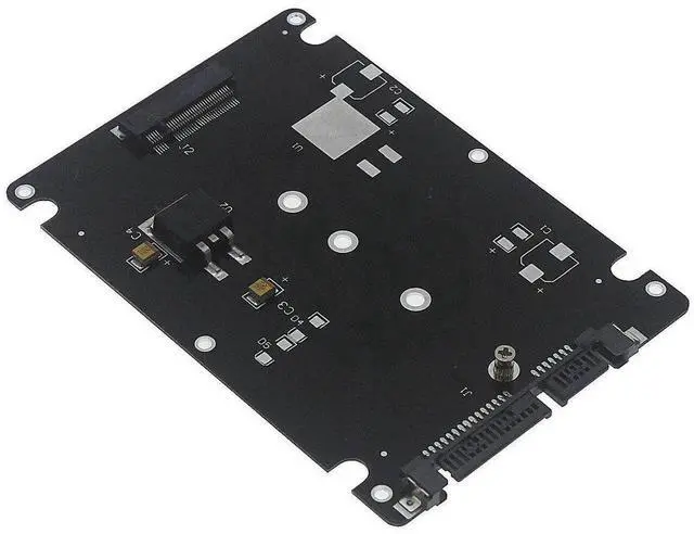 Alt view image 4 of 5 - B+M Key Socket 2 M.2 NGFF (SATA) SSD to 2.5" SATA Adapter Card with Case Fast-Black