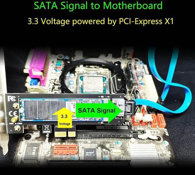 Alt view image 5 of 7 - PA09-SA M.2 NGFF SATA SSD Adapter - SATA I/II/III, Cable and Screws Included