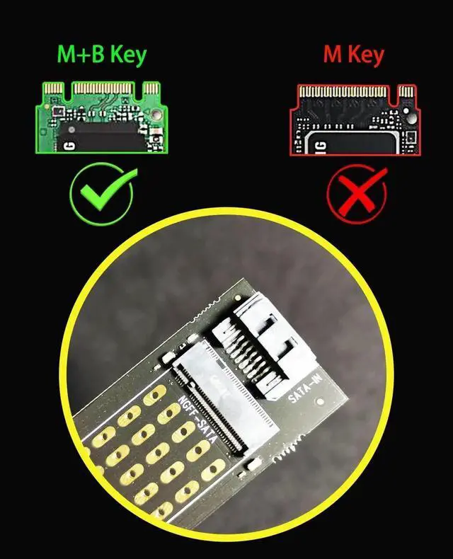 Alt view image 7 of 7 - PA09-SA M.2 NGFF SATA SSD Adapter - SATA I/II/III, Cable and Screws Included
