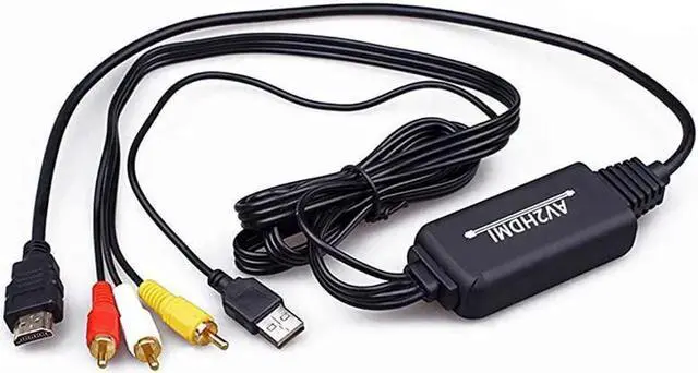 Main image of RCA to HDMI Converter Cable AV to HDMI Adapter Cable Cord 3RCA CVBS Composite Audio Video in to 1080P HDMI Out Supporting PAL NTSC for Wii VHS VCR Camera DVD RCA to HDMI KitBlack