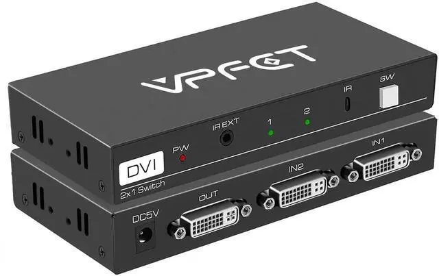 Main image of DVI Switch 2 in 1 Out 4K Port Switcher Selector for PC Laptop DVR Projector HDTV Devices HDCP