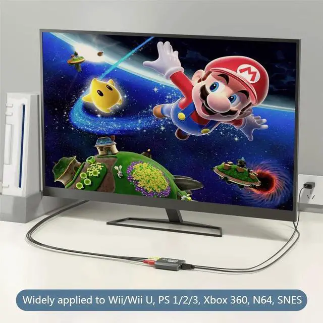 Alt view image 3 of 6 - AV to HDMI Converter with HDMI Cable,RCA to HDMI Converter for PS1,PS2,PS3,Xbox,N64,WII,SNES,VHS,VCR,Blue-Ray DVD Players,STB