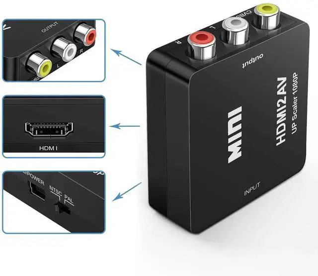 Alt view image 4 of 7 - HDMI to RCA Converter for Old TV, 1080P HDMI to AV Converter, HDMI to 3RCA CVBs Composite Video Audio Converter Adapter, Supports PAL/NTSC for Roku, Apple TV, Xbox with USB Power Cable