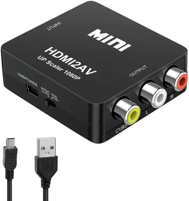 Main image of HDMI to RCA Converter for Old TV, 1080P HDMI to AV Converter, HDMI to 3RCA CVBs Composite Video Audio Converter Adapter, Supports PAL/NTSC for Roku, Apple TV, Xbox with USB Power Cable