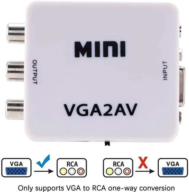 Alt view image 5 of 6 - VGA to AV Converter, 1080P VGA to RCA/AV/CVBS Conversion Device, Mini AV Composite Adapter with USB Power Cable, Suitable for PC/Projector/DVD