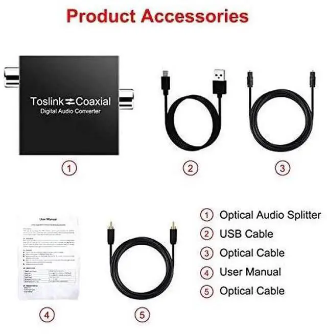 Alt view image 4 of 7 - Optical to Coaxial or Coax to Optical Digital Audio Converter Adapter, Bi-Directional Digital Coaxial to/from SPDIF Optical (Toslink) Audio Signal Converter/Repeater