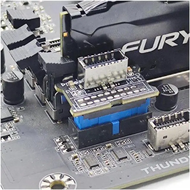 Alt view image 2 of 4 - USB 3.0 Internal 19 Pin Header to USB 3.1 Type-C (20 Pin) Key E Adapter Card for USB Type-C Port