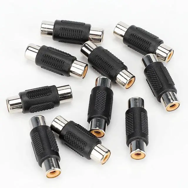Alt view image 3 of 7 - RCA Female to Female Coupler, 3 Pack Audio Video Adapter Connector Gold Plated Jack to Jack Converter Cables Extender for Speaker, Amplifier, TV, Cable, Silver