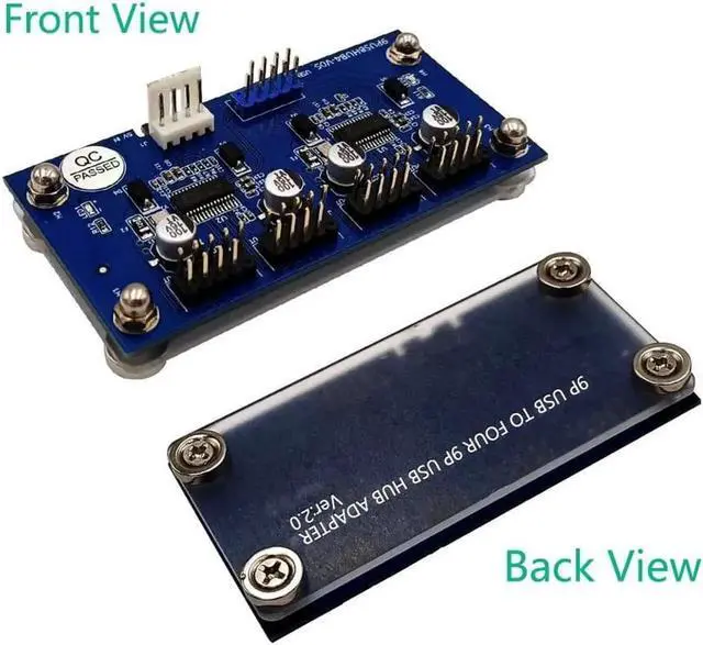 Alt view image 4 of 6 - 9pin USB Header Male 1 to 4 Male Extension Cable Card USB 2.0 HUB 9 pin Connector Adapter + SATA Power Magnetic Base for Desktop