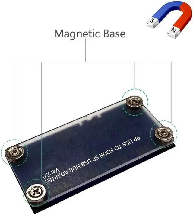 Alt view image 3 of 6 - 9pin USB Header Male 1 to 4 Male Extension Cable Card USB 2.0 HUB 9 pin Connector Adapter + SATA Power Magnetic Base for Desktop