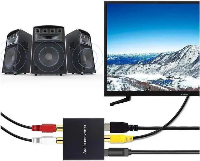 Alt view image 2 of 6 - Digital-Analog Audio Converter DAC Digital SPDIF Optical to Analog L/R RCA Converter Toslink Fiber to 3.5mm Jack Adapter for HD DVD PS3 PS4 PS5 Amp Apple TV Home Theater
